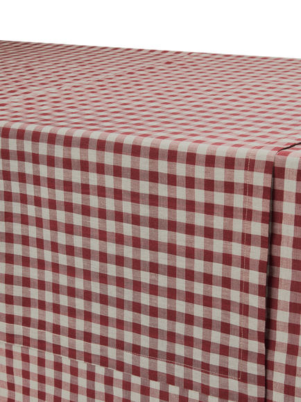 Piglet in Bed Gingham Cotton Linen Blend Table Runner, 200cm, Rhubarb/Oatmeal - view 2, Rhubarb Gingham