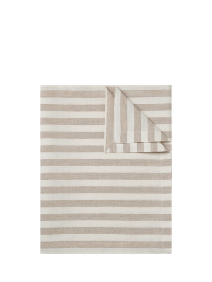 Piglet in Bed Pembroke Stripe Cotton Linen Blend Table Runner, 200cm, Oatmeal, Oatmeal
