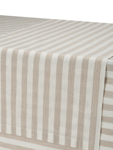 Piglet in Bed Pembroke Stripe Cotton Linen Blend Table Runner, 200cm, Oatmeal - view 2, Oatmeal