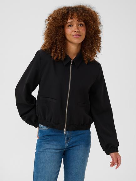 KAFFE Kasakura Cropped Bomber Jacket, Black Deep, Black Deep