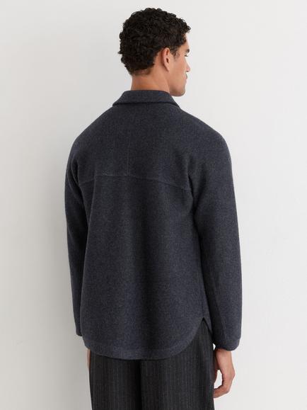 Reiss Lockwood Wool Collar Cardigan, Charcoal Grey - view 2, Charcoal Grey