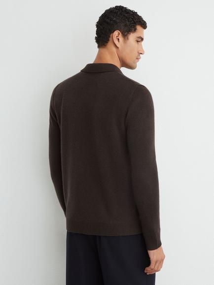 Reiss Daunton Cashmere Regular Fit Polo Shirt, Chocolate Brown - view 2, Chocolate Brown