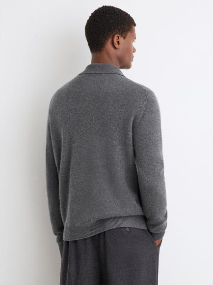 Reiss Saltash Cashmere Regular Fit Shirt, Mid Grey Melange - view 2, Mid Grey Melange