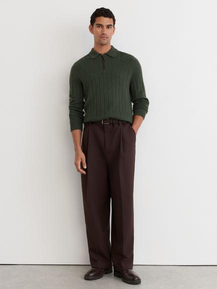 Reiss Barstow Zip-Knit Wool Jumper, Forest Green - view 2, Forest Green
