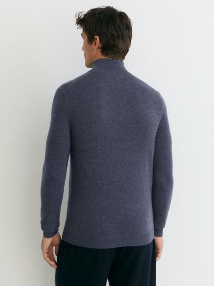 Reiss Royal Funnel Neck Cashmere Jumper, Blue Melange - view 2, Blue Melange