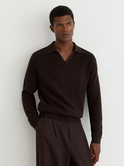 Reiss Spence Collared Jumper, Chocolate Brown, Chocolate Brown