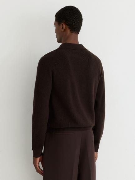 Reiss Spence Collared Jumper, Chocolate Brown - view 2, Chocolate Brown