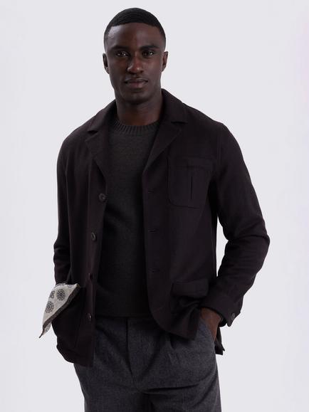 Moss Cotton Blend Twill Safari Shacket, Brown, Brown