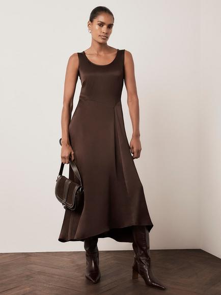 Mint Velvet 2-in-1 Midi Dress, Brown, Brown
