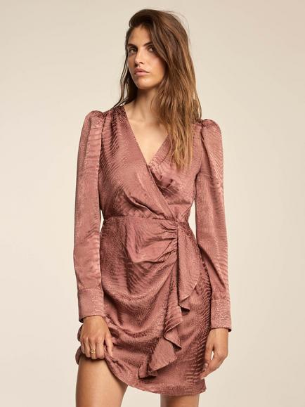 Mint Velvet Satin Animal Print Mini Dress, Pink, Pink