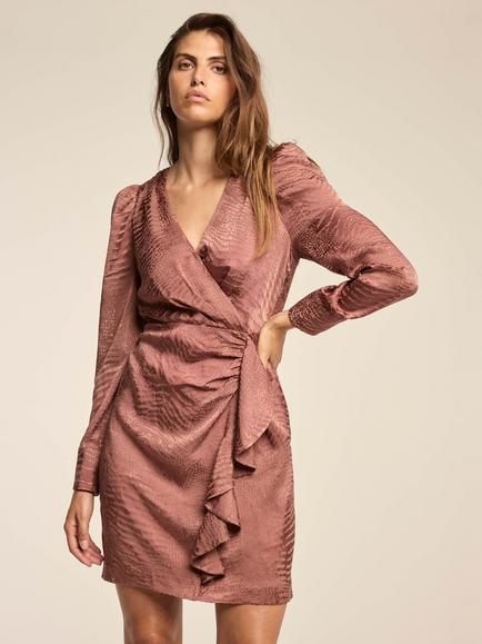 Mint Velvet Satin Animal Print Mini Dress, Pink - view 2, Pink