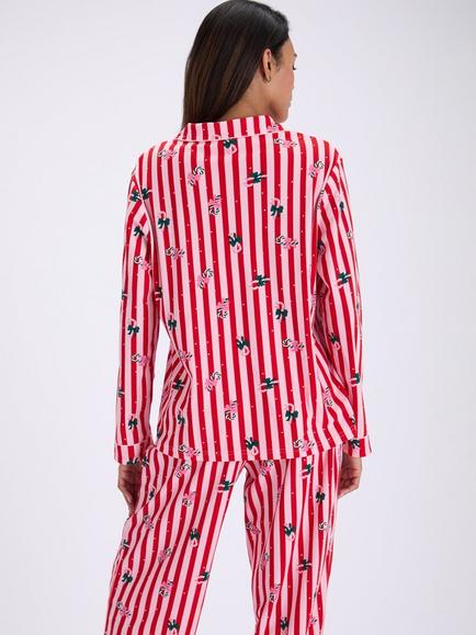 Boux Avenue Candy Cane Fleece Christmas Pyjama Set, Multi - view 2, Multi