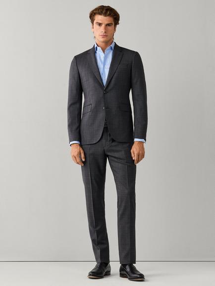 Hackett London Wool Prince of Wales Suit, Charcoal Grey - view 2, Charcoal Grey