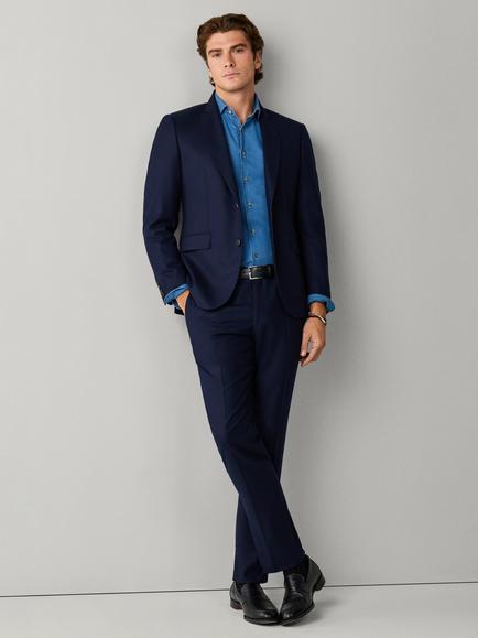 Hackett London Single Breasted Structured Wool Blazer, Navy
