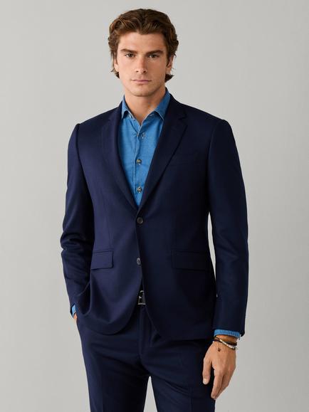 Hackett London Single Breasted Structured Wool Blazer - view 2, Navy