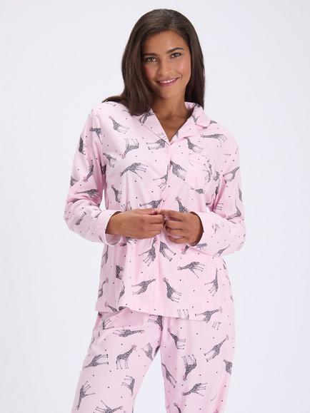 Boux Avenue Bubblegum Giraffe Fleece Pyjama Set, Pink, Pink