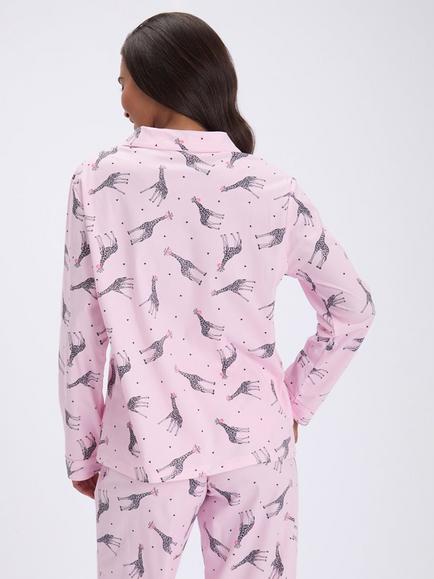 Boux Avenue Bubblegum Giraffe Fleece Pyjama Set, Pink - view 2, Pink