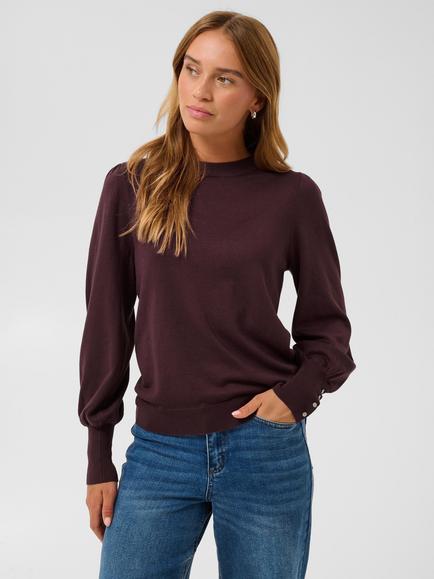 KAFFE Kalizza Balloon Sleeve Knit Jumper, Fudge, Fudge