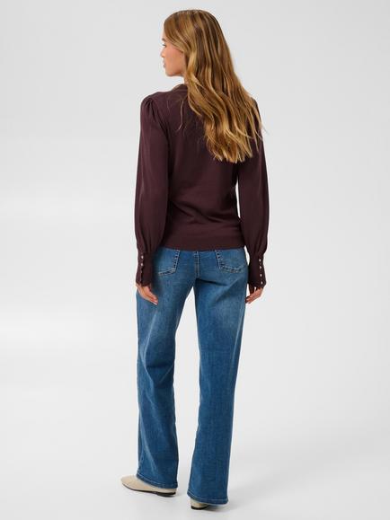 KAFFE Kalizza Balloon Sleeve Knit Jumper, Fudge - view 2, Fudge