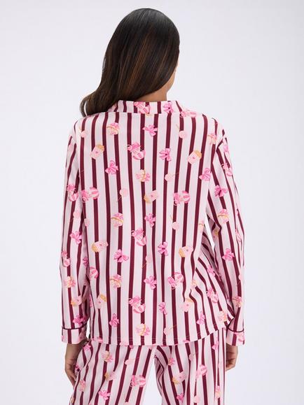 Boux Avenue Popcorn Club Fleece Pyjama Set, Burgundy - view 2, Burgundy