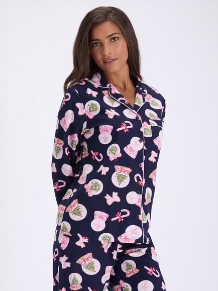 Boux Avenue Snow Globe Fleece Pyjama Set with Gift Bag, Navy, Navy