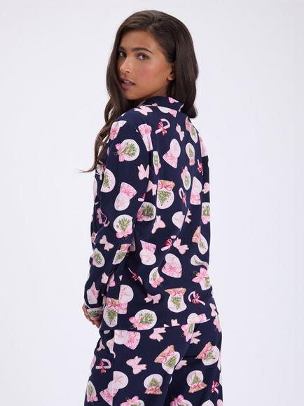 Boux Avenue Snow Globe Fleece Pyjama Set with Gift Bag, Navy - view 2, Navy