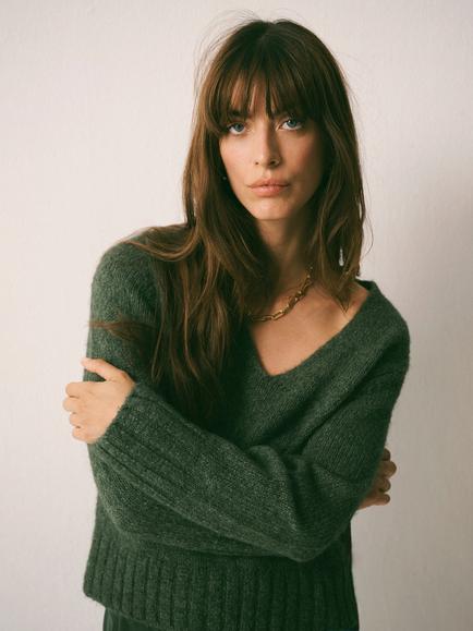 NRBY Nell Alpaca Wool Blend Jumper, Khaki, Khaki