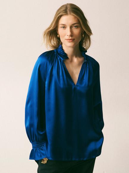 NRBY Larissa Silk Shirt, Lapis Blue, Lapis Blue