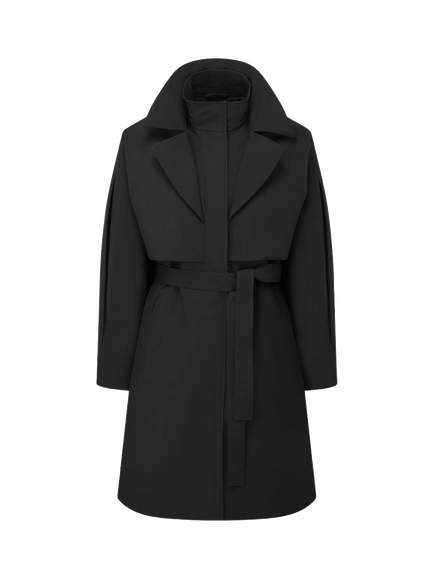 Bosideng Puffer Sleeve Mid-Length Goose Down Trench Coat, Black