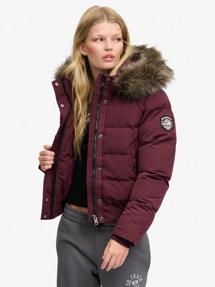 Superdry Everest Hooded Bomber Jacket, Fig Purple