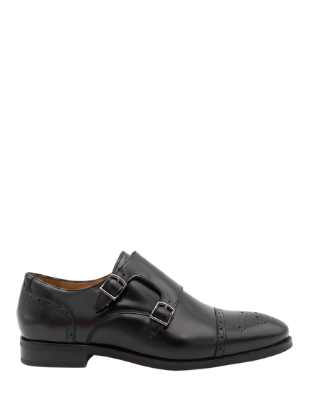 Jones Bootmaker Nation Leather Dual Strap Monk Shoes, Black
