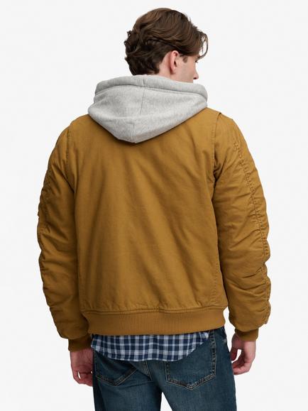 Superdry Hooded Canvas Bomber Jacket, Tobacco Brown - view 2, Tobacco Brown