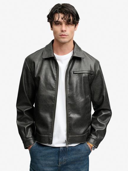 Superdry Faux Leather Jacket, Black, Black