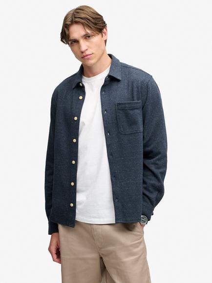 Superdry Cotton Rich Twill Tweed Jersey, Navy Tweed