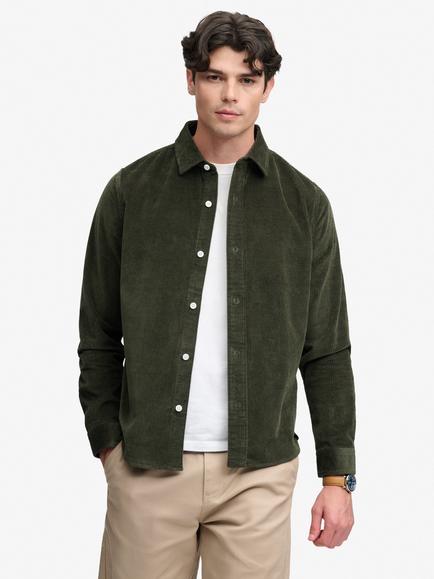 Superdry Cotton Regular Fit Shirt, Surplus Goods Green, Surplus Goods Green