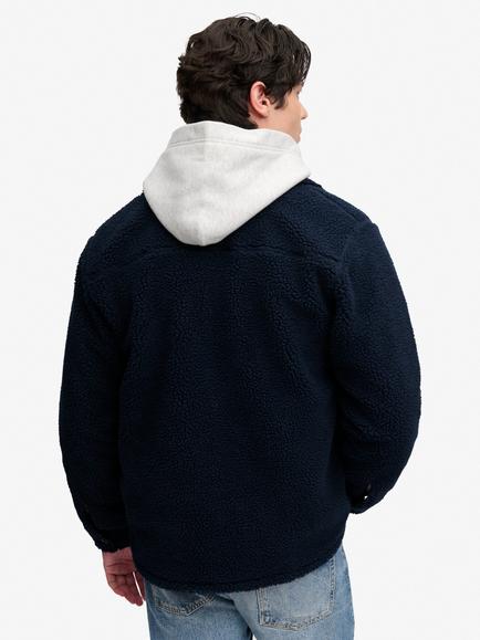 Superdry Retro Fleece Oversized Fit Overshirt, Deep Navy - view 2, Deep Navy
