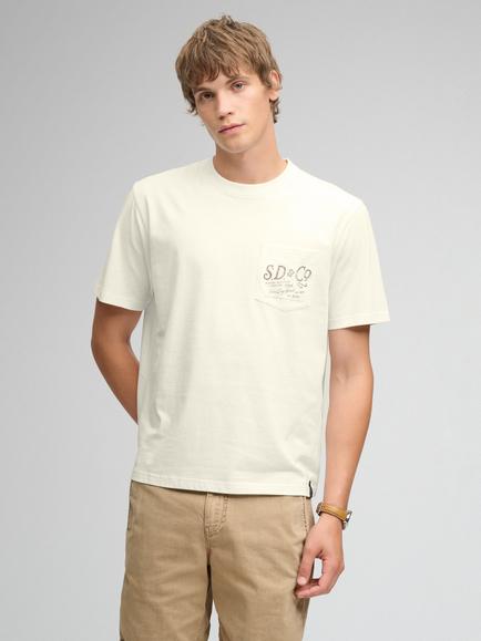 Superdry Trade Cotton Graphic Crew Neck T-Shirt, Cream, Cream