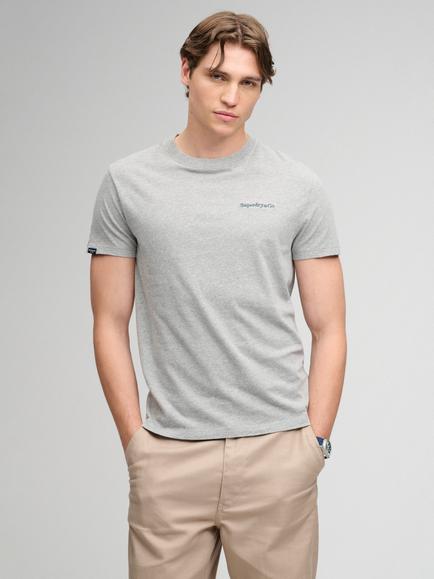 Superdry Essential Company Logo Embroidered Crew Neck T-Shirt, Sleet Grey/Green, Sleet Grey/Green