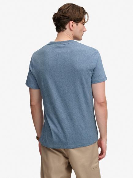 Superdry Essential Serif Logo Cotton Crew Neck T-Shirt - view 2, Bay Blue Marl/Pink