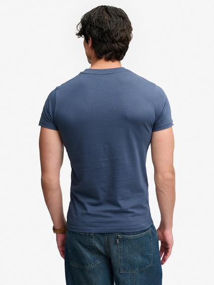 Superdry Cotton Crew Neck T-Shirt, Standard Navy/Yellow - view 2, Standard Navy/Yellow
