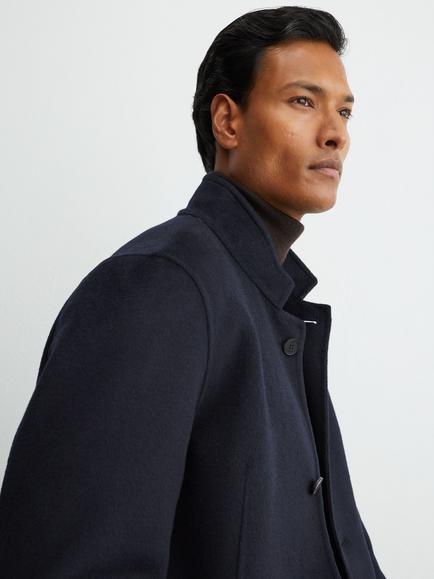 Reiss Becks Wool Blend Blindseam Stand Collar Jacket, Navy - view 2, Navy