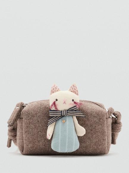 Mango Kids' Cat Character Crossbody Bag, Taupe, Taupe