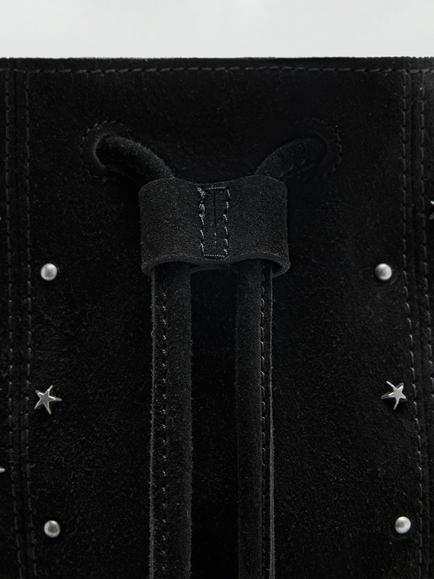 Mango Kids' Suede Drawstring Bucket Bag, Black - view 2, Black