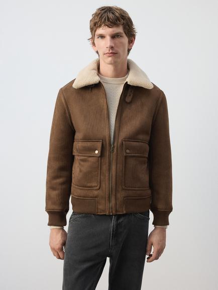 Mango Aviator Jacket, Tobacco, Tobacco
