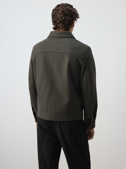 Mango Tailored Cropped Overshirt, Dark Hunting Green - view 2, Dark Hunting Green