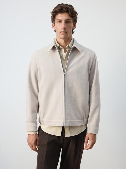 Mango Collared Long Sleeve Jacket, Beige