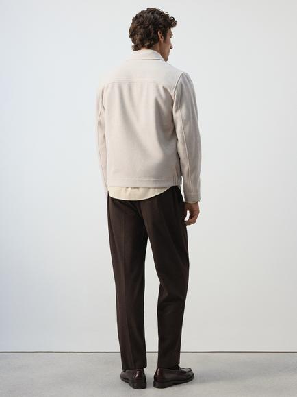 Mango Collared Long Sleeve Jacket - view 2, Beige