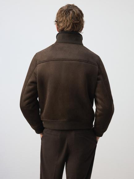 Mango Zip Through Bomber Jacket, Coffee - view 2, Coffee