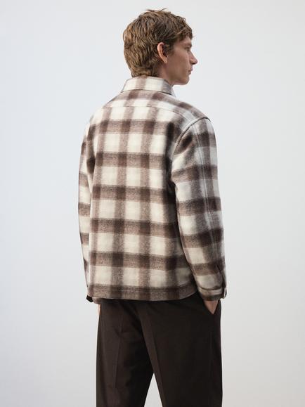 Mango Check Overshirt - view 2, Brown