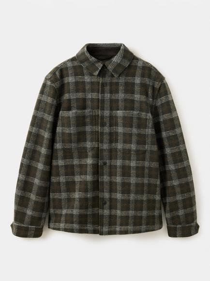 Mango Check Overshirt, Hunting Green